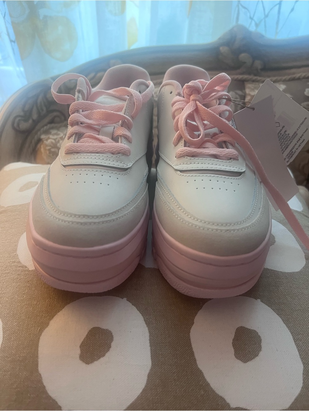 Reebok Women Pink & White Platform Sneakers